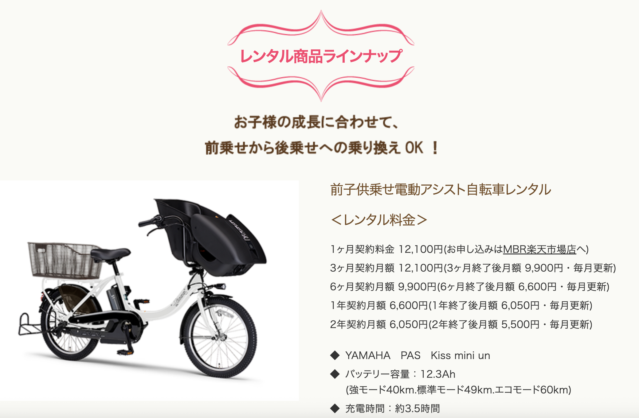 MBRの商品ページやレンタルプランの画面